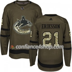 Adidas Maillot de Hockey Vancouver Canucks Loui Eriksson 21 2017-2018 Camo Vert Authentic - Homme